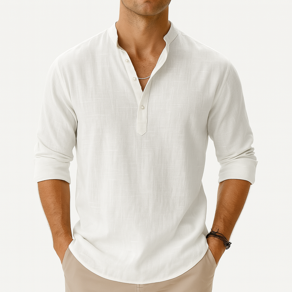 Lightweight Linen Henley Shirt