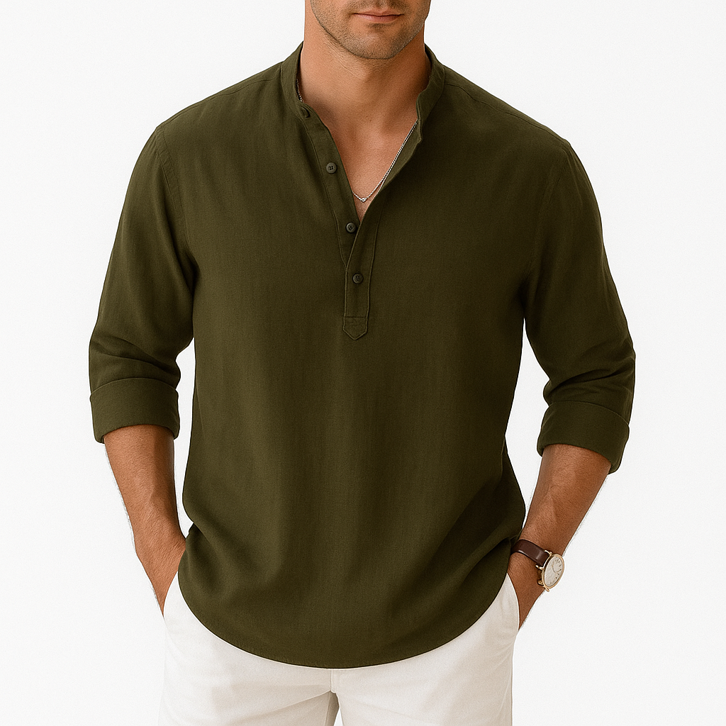 Lightweight Linen Henley Shirt