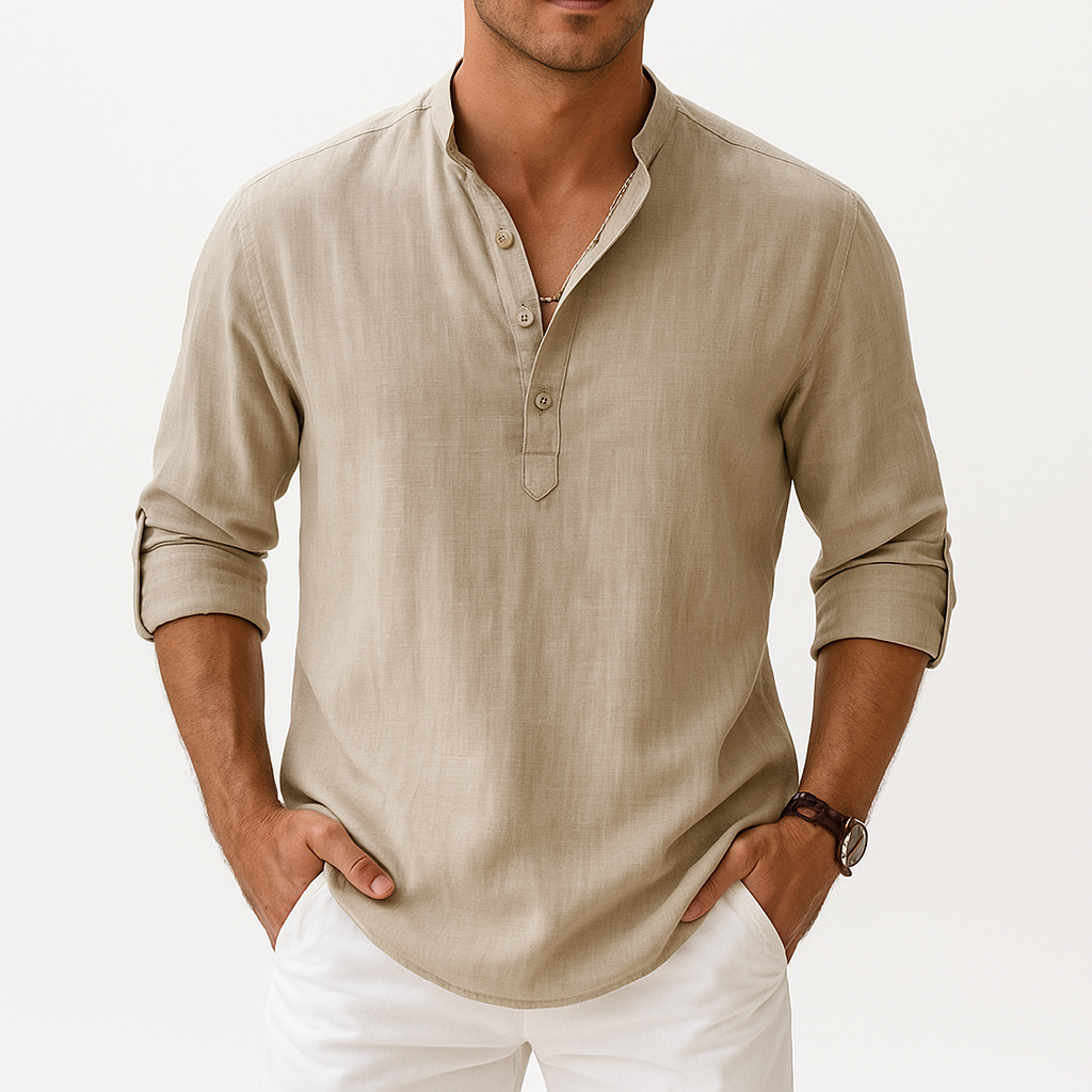 Lightweight Linen Henley Shirt